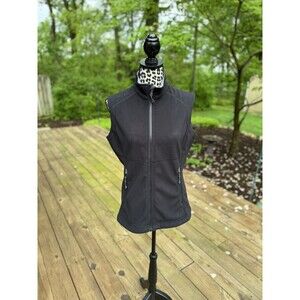 REI Women's Fleece Vest M Black Grey Pockets Medium Weight Layering Outdoors